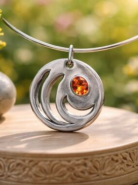 Large Padparadscha Sapphire Pendant Sterling Silver ,  Sold without a Chain